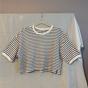 Madewell Black and White Striped Crop Top